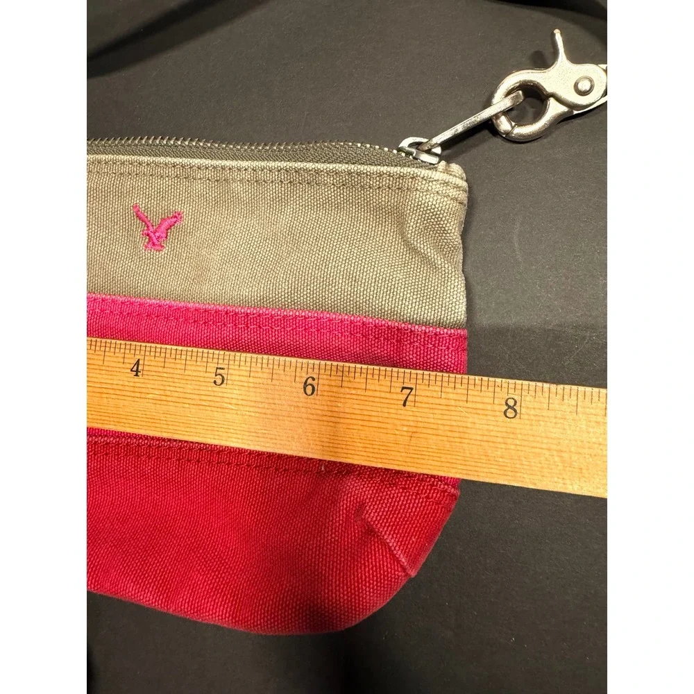 American Eagle Outfitters Canvas Wristlet Pink‎ Red Khaki Color Block Pouch Bag